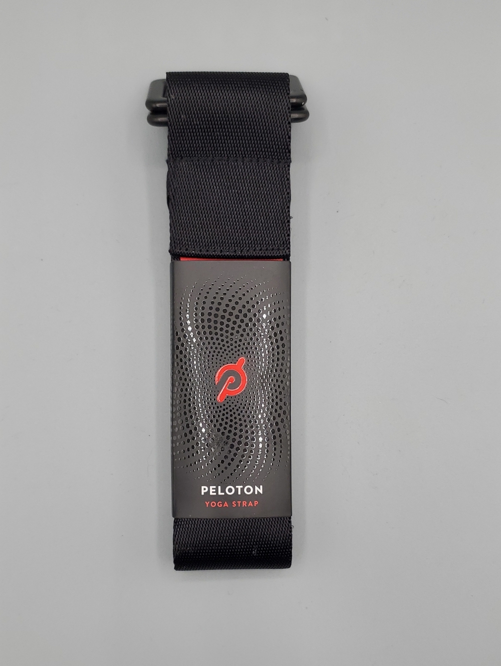 Peloton Black and Red Yoga Strap with Metal Buckle